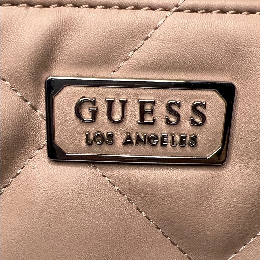 GUESS Quilted Taupe/Beige Leather-Look Tote - Picture 7 of 10